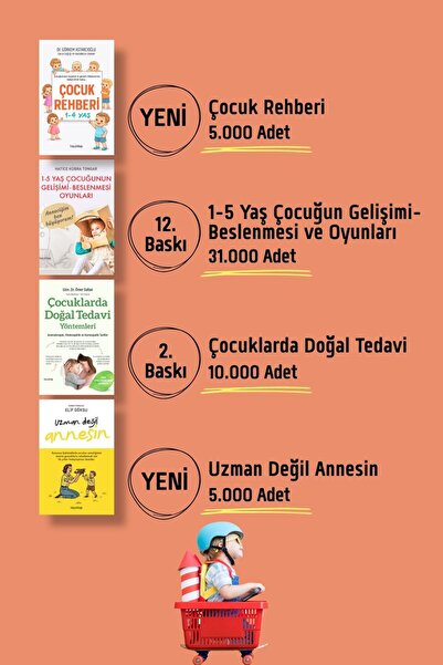 hayykitap Çocuk Gelişimi ve Anne Rehberi Seti (4 Kitap) Çocuk Rehberi - Çocuklarda Doğal Tedavi Yöntemleri - 1-5 Yaş Çocuğun Gelişimi-Beslenmesi ve Oyunları - Uzman Değil Annesin