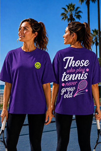 VODEXA Tricou unisex supradimensionat cu imprimeu tenis, 100% bumbac, cu tema...