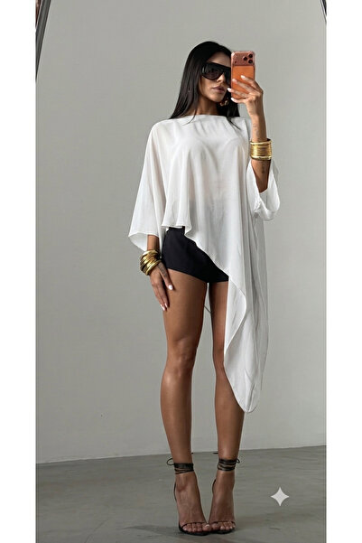 blck & premium 2026 Summer Trend Italian Design Poncho Cape (Crepe Fabric)- D...