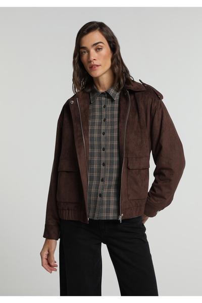 Colin's Fashion Fit Fermuarlı Astarlı Kadın Kahverengi Ceket