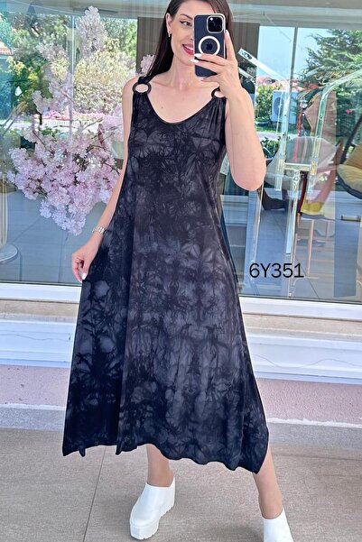 İnce Topuk Ring Detailed Lycra Viscose Combed Cotton Dress 6Y351