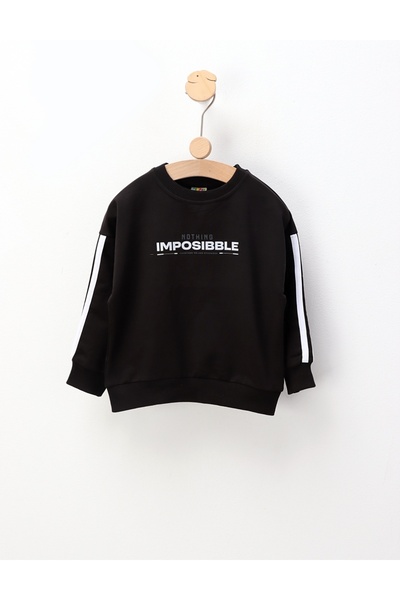 MiniKids Bluza NOTHING IMPOSIBBLE, negru