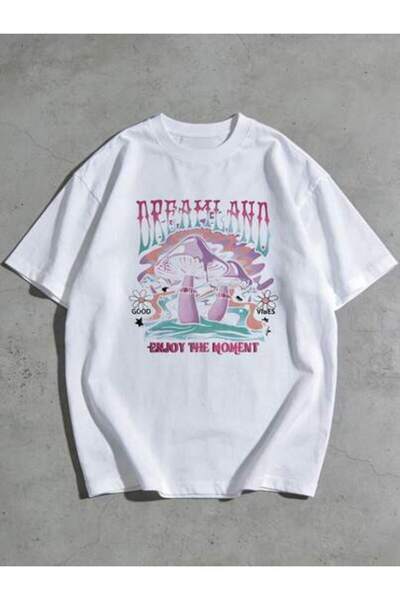 23ERVA 1pc Womens Mushroom Dreamland Graphic TshirtCotton 180gsm.Printed Tee....