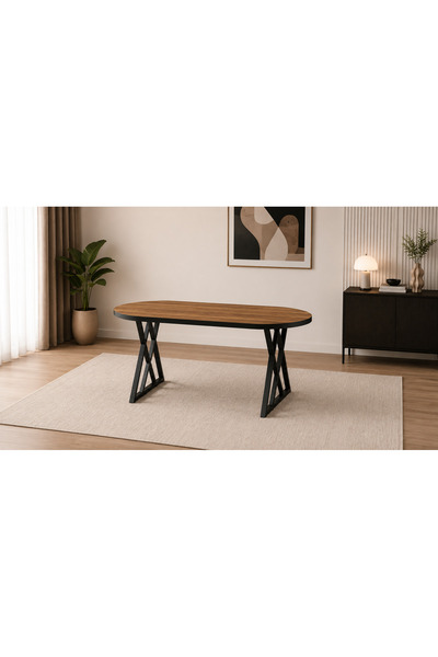 AVVİO Vela 80x140 cm Oval Yemek Masası Mutfak Masası X Ayaklı