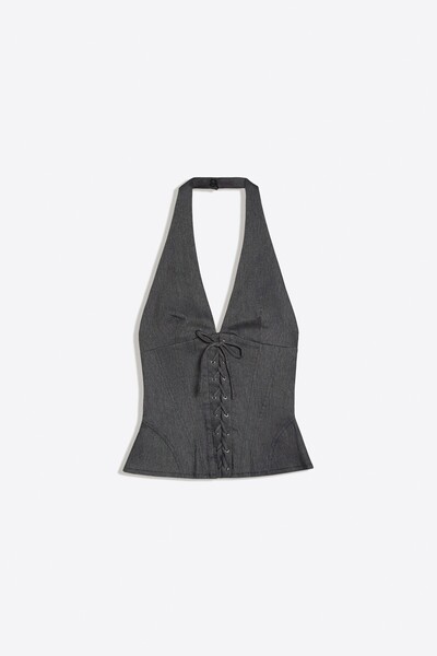 Bershka Korse etkili halter yaka üst