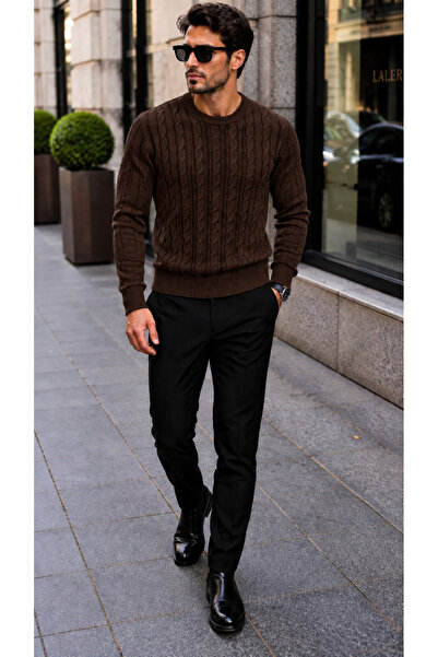 H&E LUXURY DESIGN Men's Hair Knitted Sport Cut Sweater