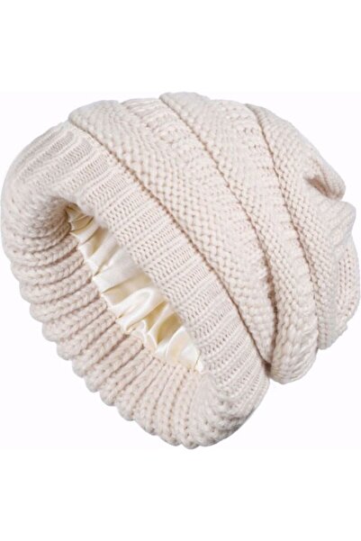 STARSTAR Women's winter hat dark grey 22x22cm knit ski satin lined.