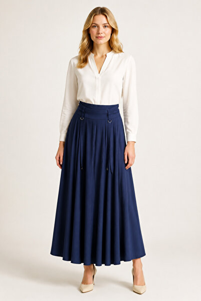 SELAM Segmented Flared Navy Blue Skirt 4880