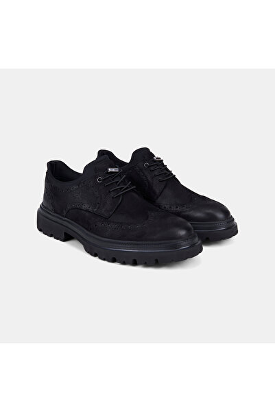 Desa Men's Black Brogue Thick Soled Classic Leather Shoes