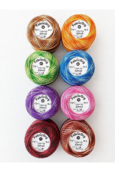 fabricorg No:8 Cotton Like Ebruli Etamin - Kanaviçe 8'li Iplik Seti-1 (10 Gr)