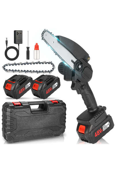 DealsReall Drujbă electrică portabilă de 6 inch cu 2 baterii de 48V, mini dru...