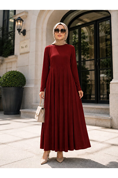 WE&ME Women's Hijab Dress Long Sleeve Pleated Relaxed Fit Casual and Stylish ...