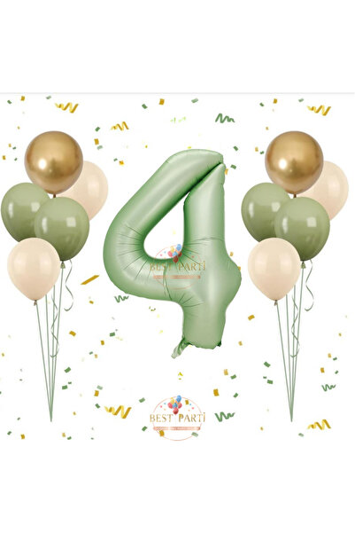BEST PARTİ Best Su Yeşil Number Balloon Set Age-4