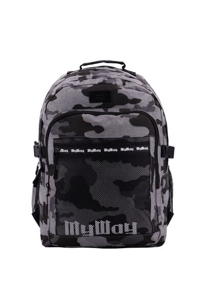 Zâna Casei Black Grey Mesh Army Backpack