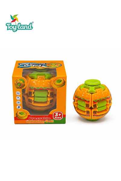 TOY LAND Pressable Spinning Burger Ball Fidget Toy – Rotating Sensory Stress ...