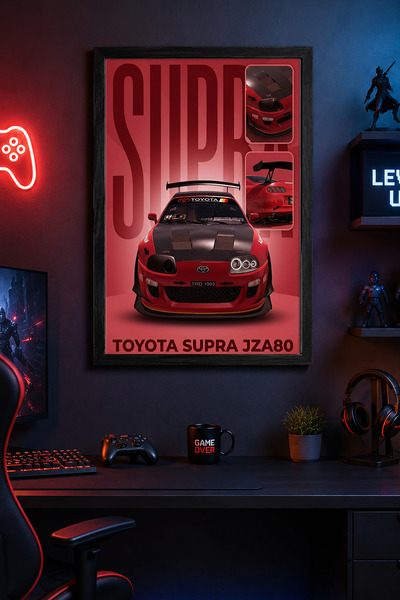 Charmbi Supra JZA80 Pictură murală modernă cu ramă neagră Poster cu finisaj p...