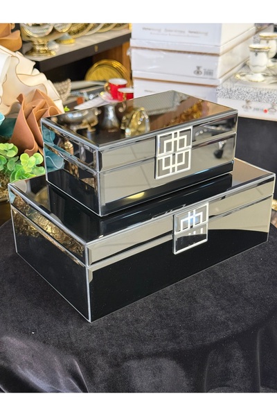 LOKMAN ZÜCCACİYE 2-Piece Decorative Black Glass Box