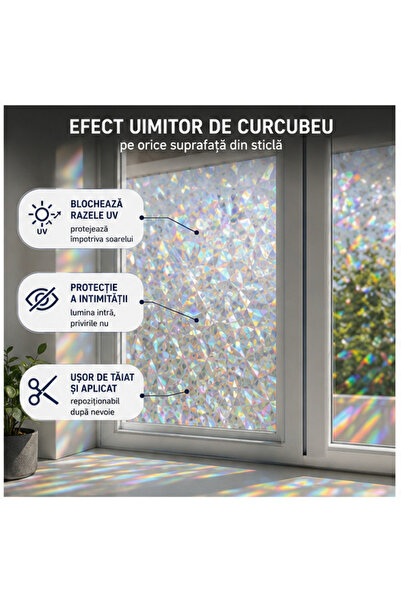 OEM Folie Decorativă Autoadezivă Curcubeu Geam 60x200cm - set 2 buc