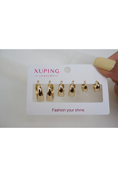 ATELİER TUĞBA Çkp6015 Special Series Bombeli 6-Piece Ring Earring Set