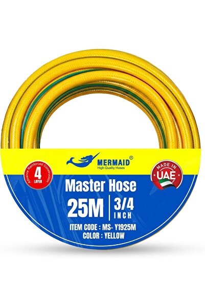 MERMAID 3/4 Inch 25 Meter Garden Hose - Yellow | 4 Layer PVC Reinforced Water...