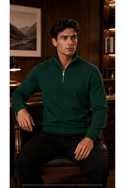 caddekombin Men's Smart Casual Half-Zip Stand Collar Cotton Casual Stylish Sw...