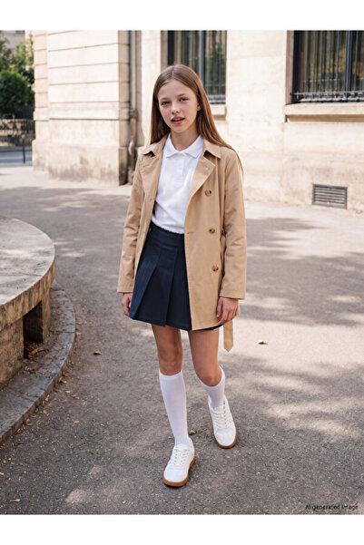 LC Waikiki Timeless Clothing & Timeless Choices Girls' Pleated Gabardine Shor...