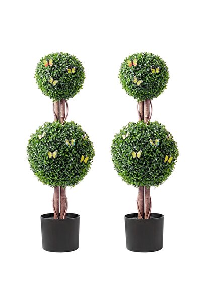 OEM Set 2 plante artificiale, Inaltime 91.4 cm, Verde/Maro, PE si Otel carbon...
