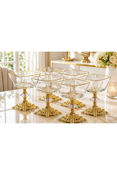 Buldem 6-Piece Luxury Magnolia Presentation Bowl with Glass Legs - Stylish De...