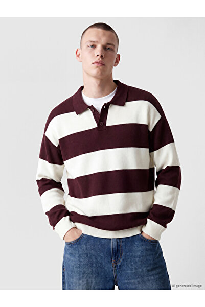 LC Waikiki Rmz Gi̇yi̇m Farkiyla Devrik Roba Collar Striped Men's Knitwear Swe...