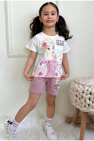 LUFFY KİDS Printed Girls' T-Shirt and Shorts Set - 1016