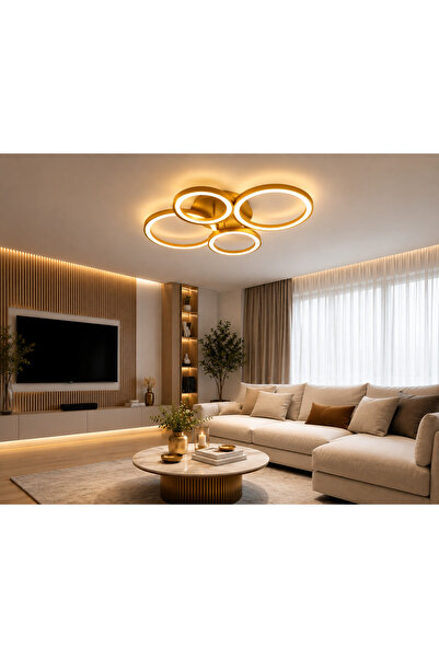 Generic Brand Lustră led 4 cercuri auriu