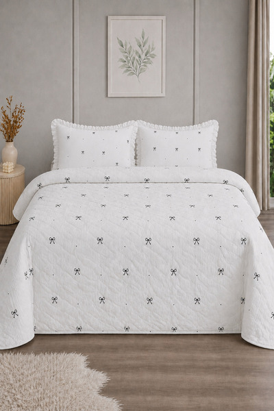 Uçkan home 100% Cotton Four Seasons Ruffled Double Pique Set