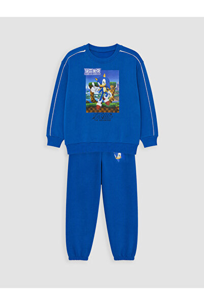 LC Waikiki Lcw Kids Blue Sonic Printed Boys' Tracksuit Set