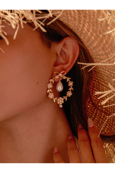 Take Two By Styli Beaded Bow Dangle Earrings
