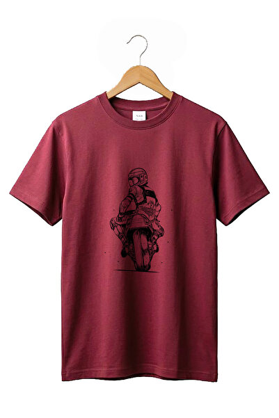 The Baski Unisex Motorcycle Drawing Printed Cool Short Sleeve Crew Neck 100% ...