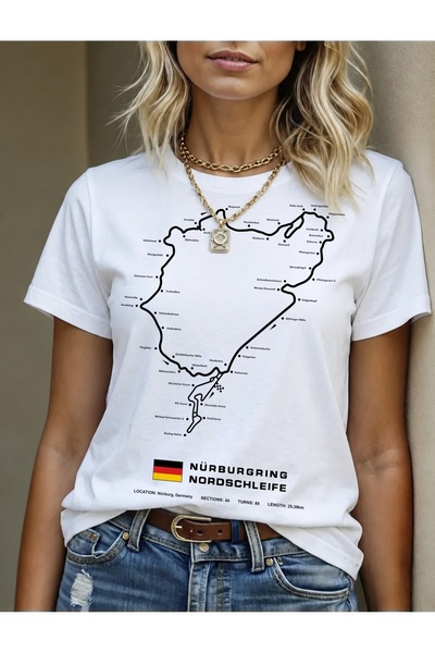 Generic Brand Nürburgring Nordschleife Track Map,women's t-shirt,comfy lightw...