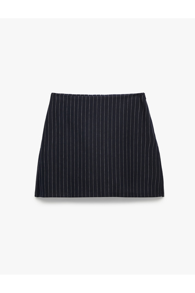 Koton Slim Fit Zipper Detailed Striped Mini Short Skirt