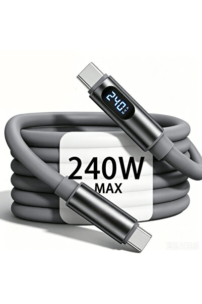 Choice1 1.8m Grey NNBILI 240W Smart Digital Display Silicone Type C To Type C...