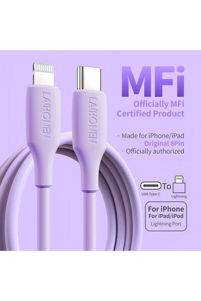 Choice5 2m Lavender USB-C to Lightning Cable, MFi Certified Charger with Powe...