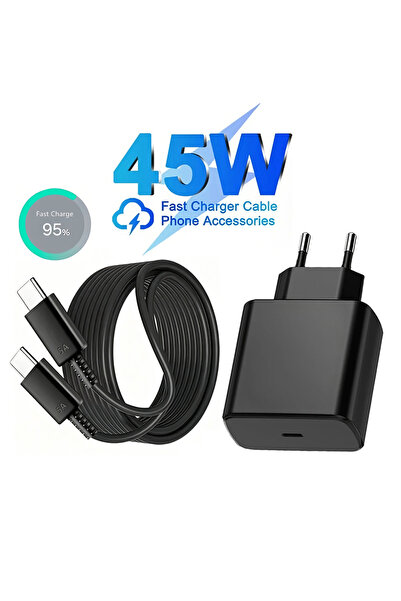 Choice1 EU Plug - 2m Cable 45W USB-C EU Super Fast Charger For S21 S22 FE S23...