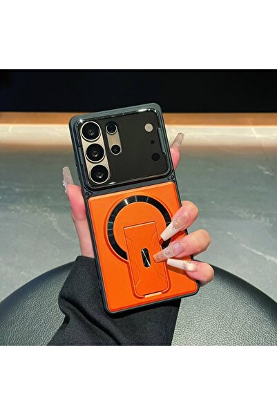 Choice10 Galaxy S26 Ultra Orange Full Lens Protection Fold Stand Magnetic Pho...