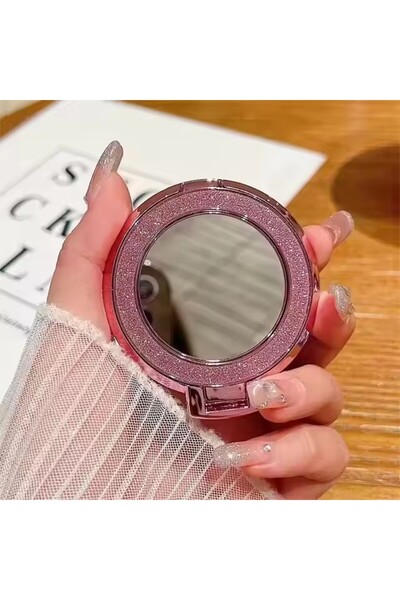 Choice3 Pink Glitter Mobile Phone Holder Ring Grip Round Mirror Cellphone Mou...