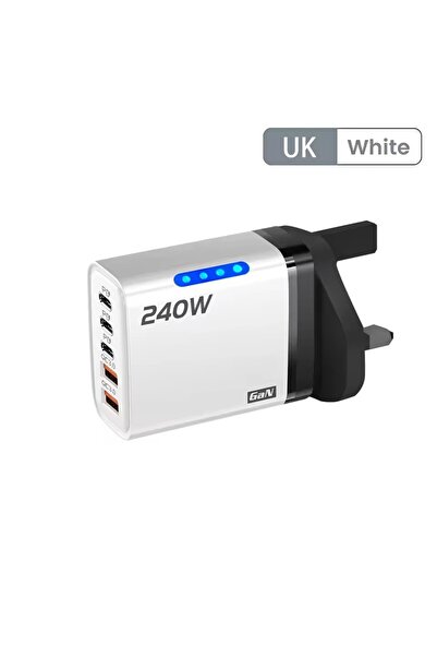 Choice8 UK White 5 IN 1 GaN Desktop Charger For IPhone17 16Pro Laptop 240W Fa...
