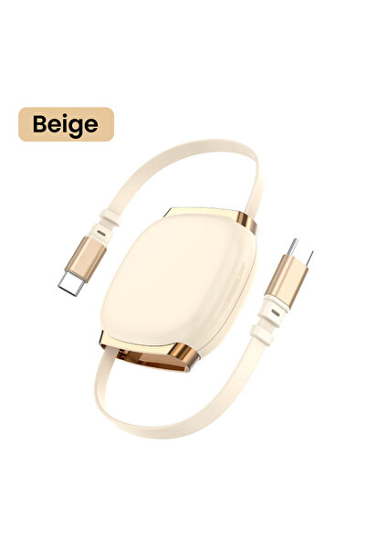 Choice3 1m Beige PD100W USB C to USB C Fast Charging Retractable Data Cable F...