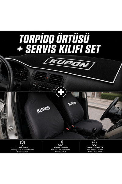 zifona Kupon Penye Siyah oto kılıf Servis kılıfı ve Torpido Örtüsü