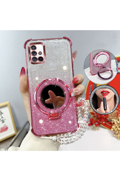 Choice1 Galaxy A71 4G Case & Strap Pink Glitter Four-Corner Shockproof Phone ...