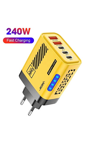 Choice6 Yellow-EU 240W Super Fast Charging Charger EU/US/UK Plug 5Port 5 In 1...