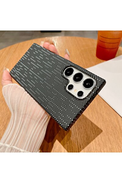 Choice41 For S24 Ultra Black Grid Ultra Thin Magnetic Carbon Fiber Texture Ca...