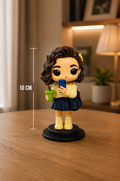 Kişiye Özel 3 Boyutlu Figür | 10 CM | Kişiye Özel Büyük Kafalı Hediyelik Figür | Yuvarlak Stand Üstüne Monte Olarak Gelir