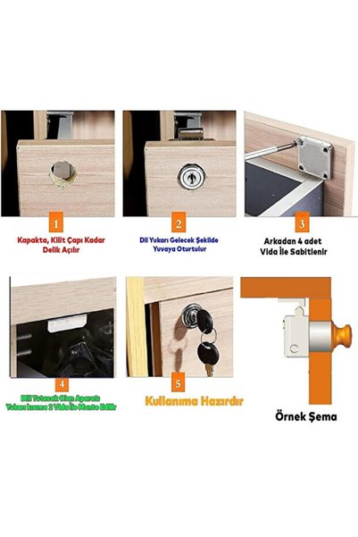NUBLADO Drawer Cabinet Lock with 2 Keys Metal Furniture Lock 40X40 mm – 16 Screws and 4 Corresponding Fixings Included